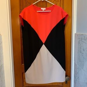 Calvin Klein dress, size 8. Red/blk/tan Colorblock